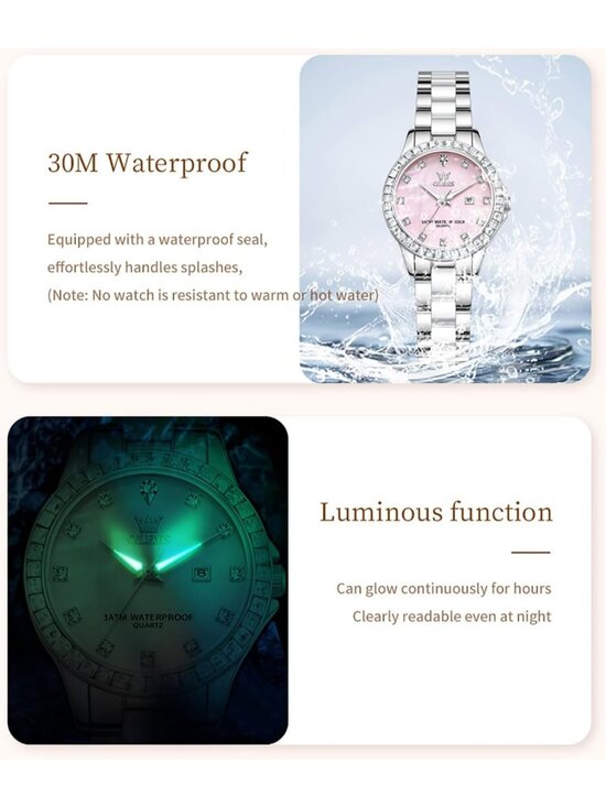 Women\'s Silver band /Pink dial Diamond Fashion Elegant Chronograph Wrist Watch main image 6